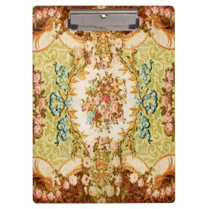 Porte-bloc tapisserie rose à fleurs baroque victorienne