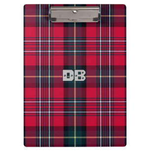 Porte-bloc Tartan rouge avec vos initiales