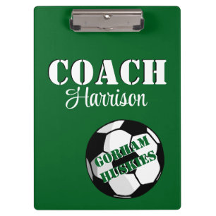 Porte-bloc Team Coach Green et White Soccer Personnalisé