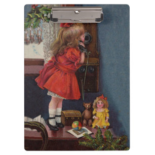 Porte-bloc Téléphone Antique de Petite Fille de Noël