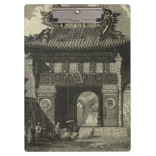 Porte-bloc Temple impérial asiatique dans noir et le blanc