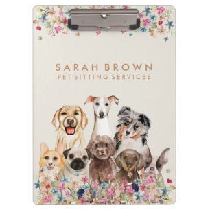 Porte-bloc Toiletteur de chien mignon Brun Beige Petites fleu