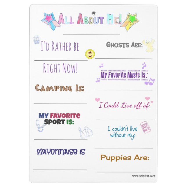 Porte-bloc Tout sur moi Customisez-le (Dos)