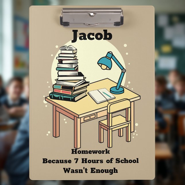 Porte-bloc Travail à domicile : Parce que 7 heures d'école ne (Créateur téléchargé)