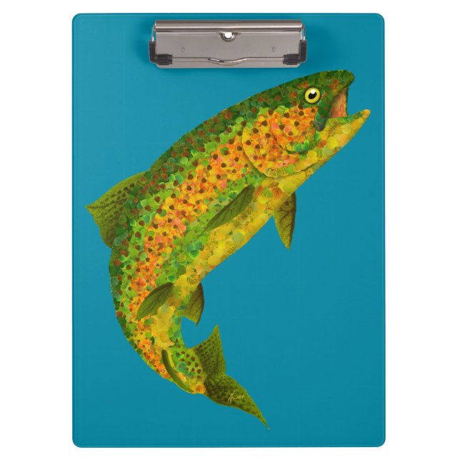 Porte-bloc Truite arc-en-ciel feuille Aspen 4 (Devant)