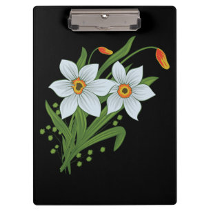 Porte-bloc Tulipes et jonquilles Fleurs Fond noir