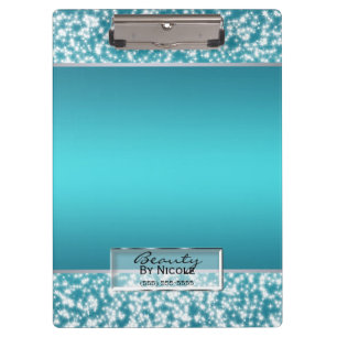 Porte-bloc Turquoise Aqua Étincelle Lumières Pailletées Perso
