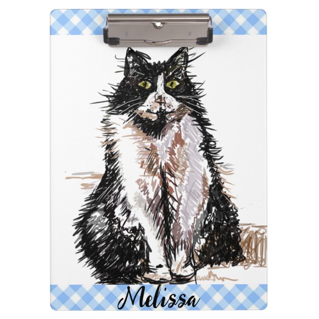 Porte-bloc Tuxedo Chat Cute Dessin Chats Noirs et Blancs Fill (Devant)