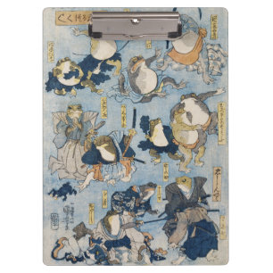 Porte-bloc Ukiyo-e Grenouilles Guerriers Œuvre d'art japonais