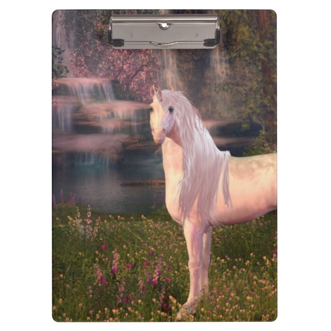 Porte-bloc Unicorne devant une cascade (Devant)