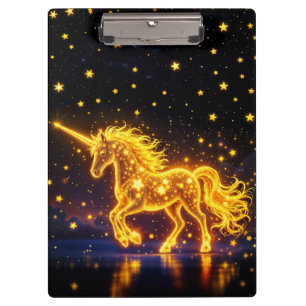 Porte-bloc Unicorne imaginaire animal étoiles lumineuses or