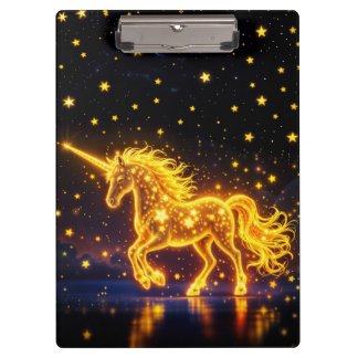 Porte-bloc Unicorne imaginaire animal étoiles lumineuses or