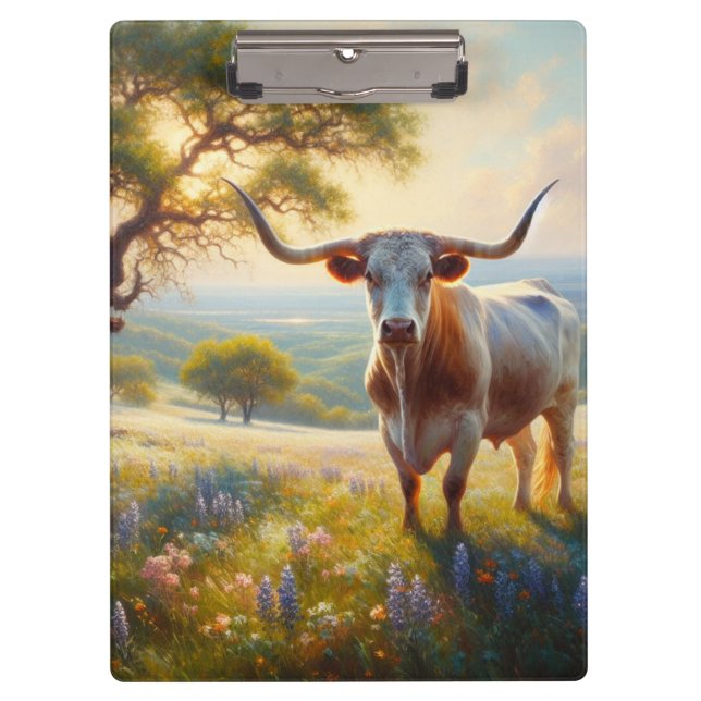 Porte-bloc Vache à landes du printemps du Texas (Devant)