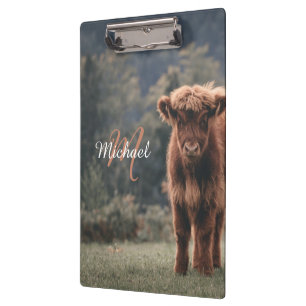 Porte-bloc Vache de Highland calvaire herbe d'automne monogra