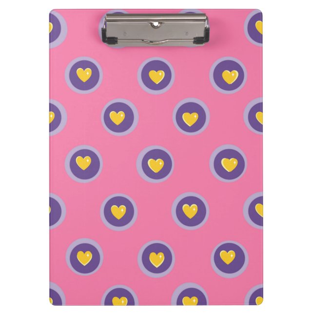 Porte-bloc Valentine Heart Pattern with Circles – Cute Pink (Devant)