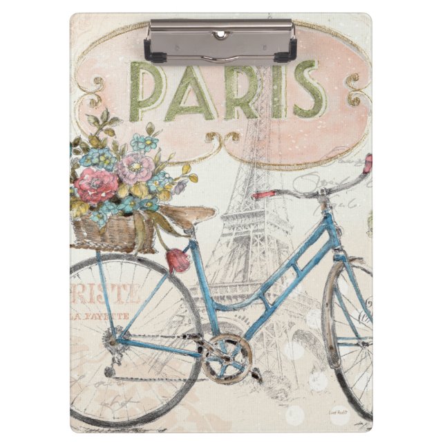 Porte-bloc Vélo de Paris avec des fleurs (Devant)