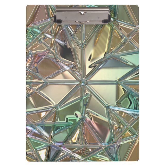 Porte-bloc Verre tendu look turquoise or rose abstrait (Devant)