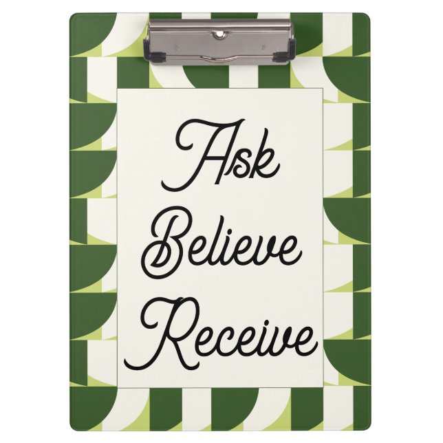 Porte-bloc Vert blanc géométrique Art Abstrait (Devant)