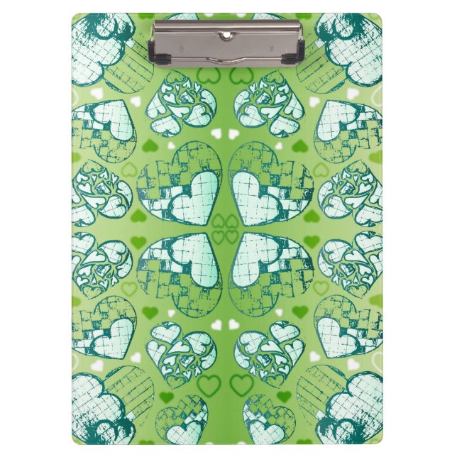 Porte-bloc Vert et blanc Whimsical Romantique Coeurs motif (Devant)