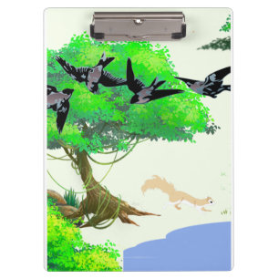 Porte-bloc Vie forestière printanière avec oiseaux et écureui