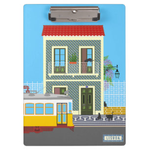 Porte-bloc Vieille maison de Lisbonne avec chats et tramway j