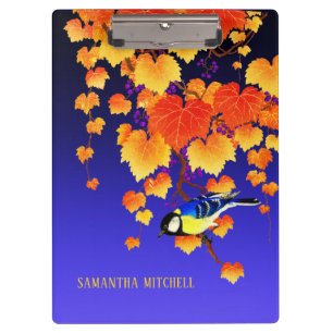 Porte-bloc Vigne de raisin d'automne Grand Tit Oiseau Orange