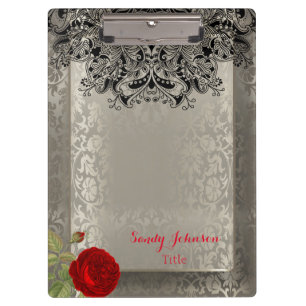 Porte-bloc Vintage Damas florales en argent antique