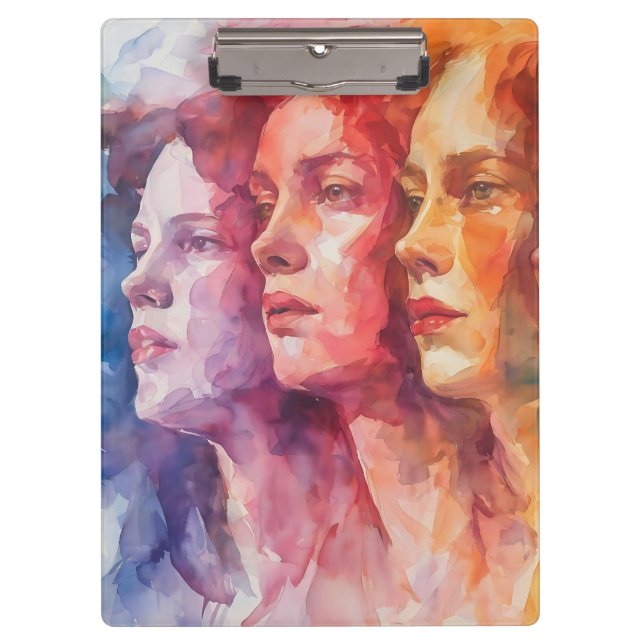 Porte-bloc Visages des femmes - Peinture aquarelle (Devant)