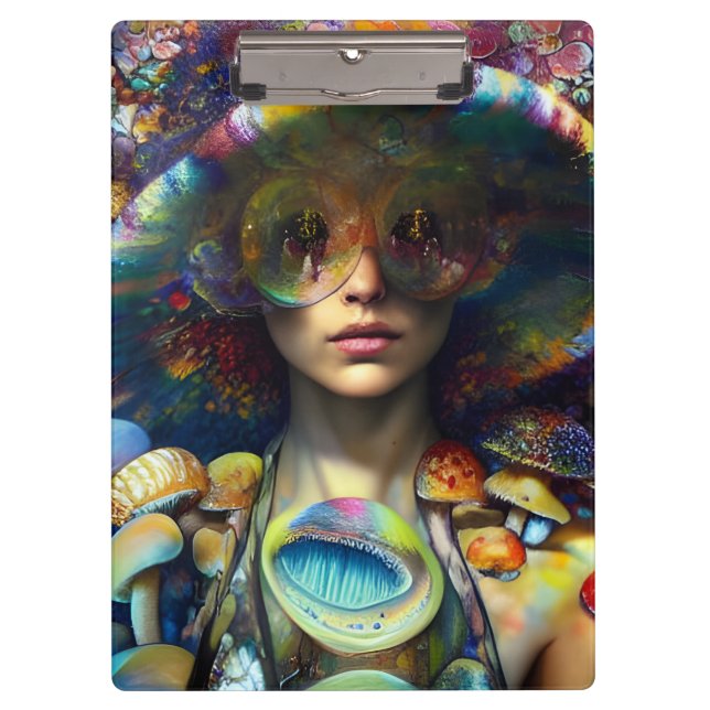 Porte-bloc Visions de champignons Trippy Art rétro (Devant)