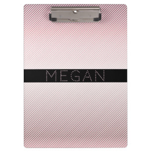Porte-bloc Votre nom   Ombre Rose et bandes blanches