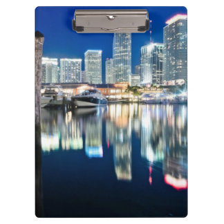 Porte-bloc Vue d'horizon avec la réflexion dans l'eau, Miami