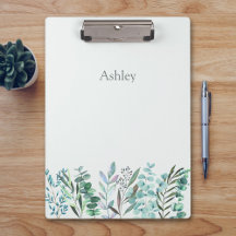Watercolor Eucalyptus Botanical Border Clipboard