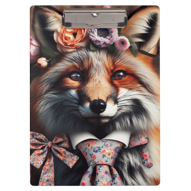 Porte-bloc Wild fox wearing a tie cute  (Devant)