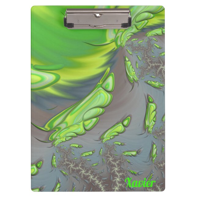 Porte-bloc XAVIER ~ Design gris argenté et vert (Devant)