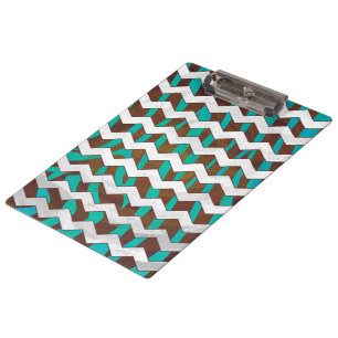 Porte-bloc Zebra Chevron Impression Brown et Turquoise