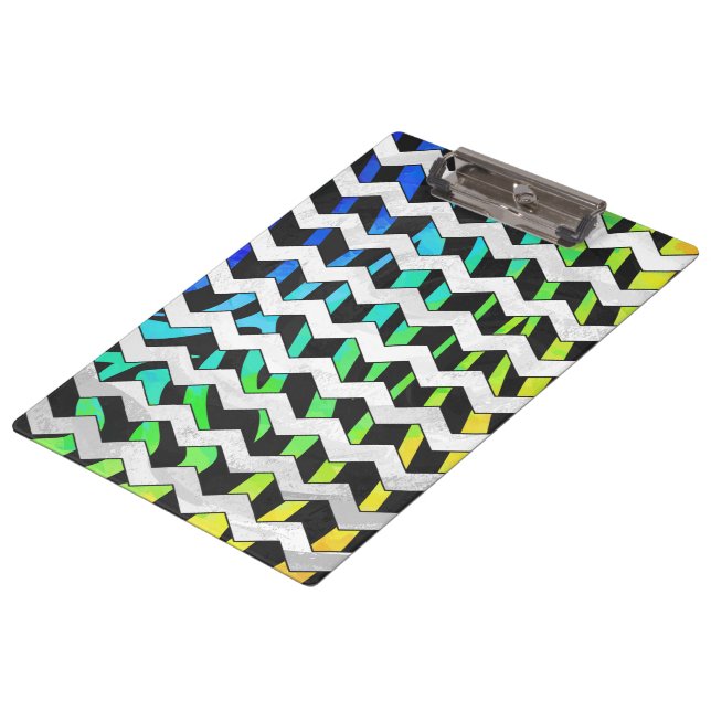 Porte-bloc Zebra Chevron noir et arc-en-ciel (Incliné)