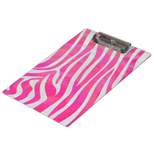 Porte-bloc Zebra Hot rose et blanc avec Monogramme