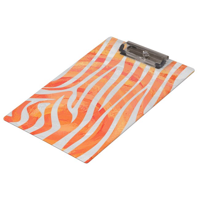 Porte-bloc Zebra Monogram orange et blanc (Incliné)