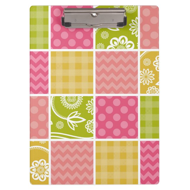 Porte-bloc Zigzag, Chevron, Pois, En vichy, Patchwork (Devant)