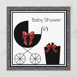 Porte-cadeaux Rouge Noir Baby Douche Invitations