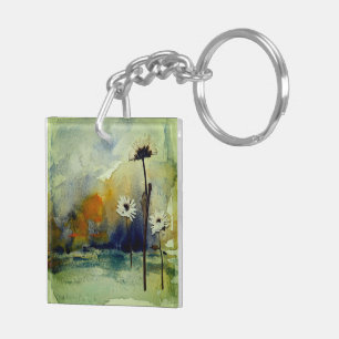 Porte - clé Abstrait de fleurs d'aquarelle