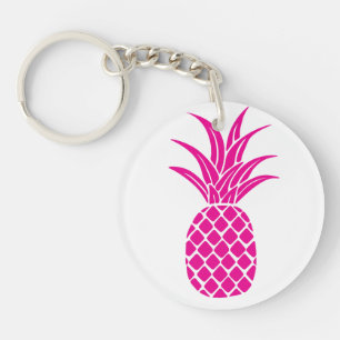 Porte - clé acrylique à ananas rose vif