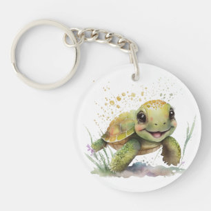 Porte - clé acrylique à la Tortue joyeux