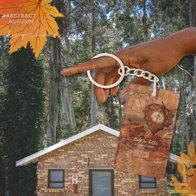 Porte - clé acrylique Abstrait Monogramme Brown fo (Forest Brown Abstract Monogram Acrylic Keychain)