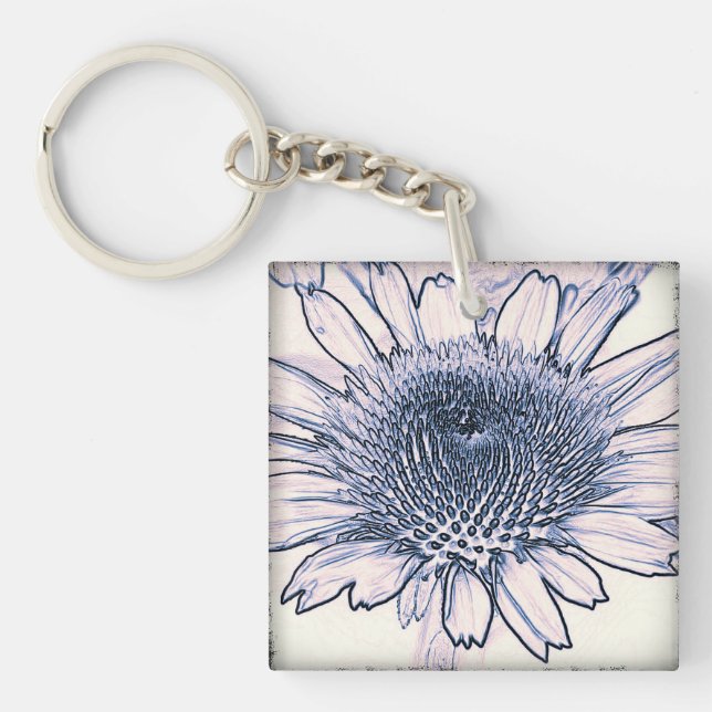Porte - clé acrylique avec croquis de coneflower (Devant)