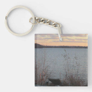 Porte - clé acrylique de la rive du lac Sunset
