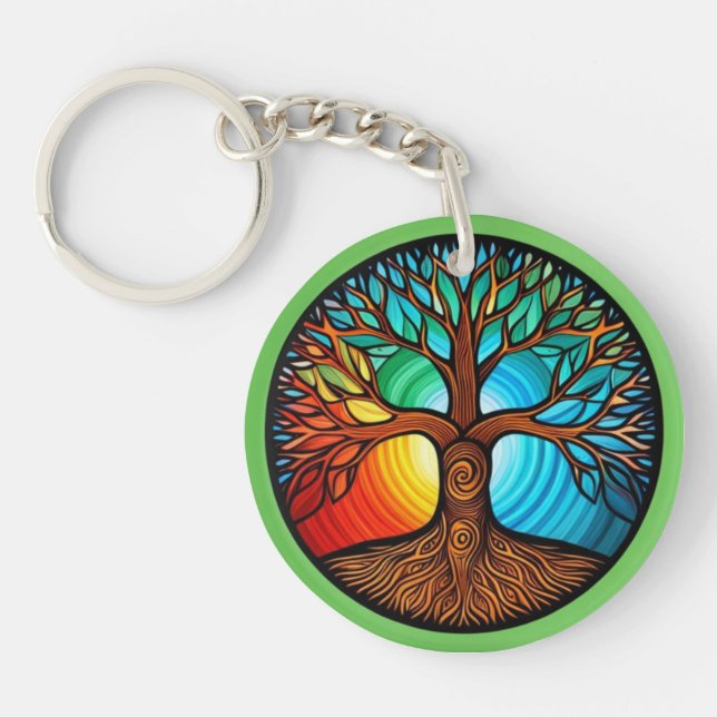 Porte - clé acrylique de l'arbre de vie (Devant)