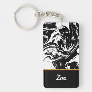 Porte - clé acrylique de style noir et Marbre bla