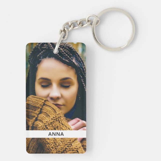 Porte - clé acrylique double face 2 photo et nom (Dos)