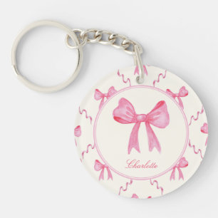Porte - clé acrylique doux rose Coquette Bow